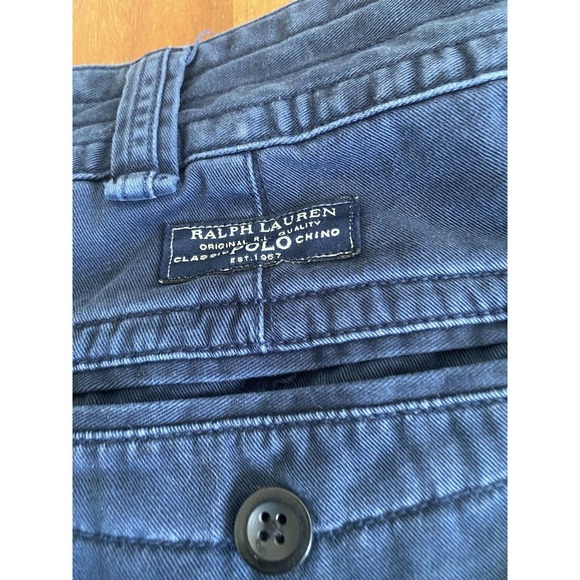 Ralph Lauren Polo Cargo Shorts Y2k Vintage Mens Navy Blue 40 Logo Tag Flat Front - Picture 3 of 6